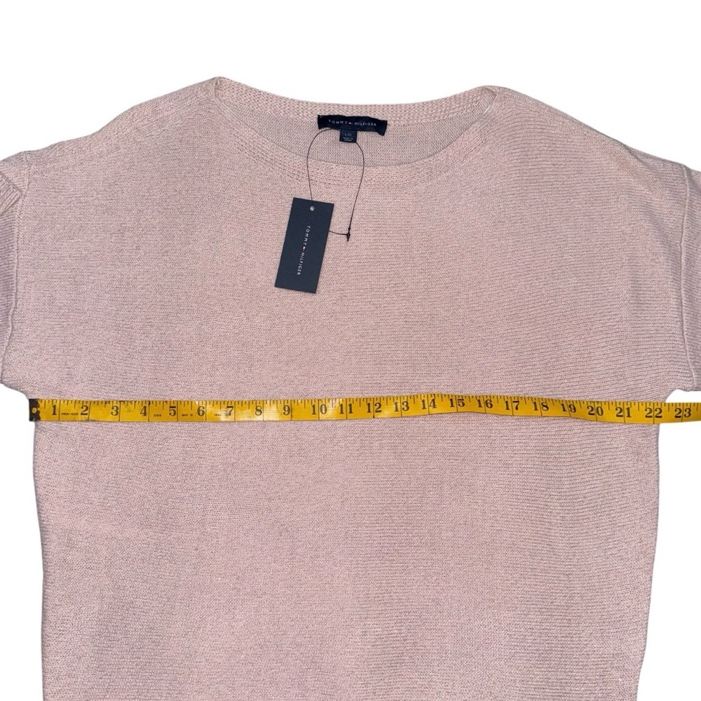 NWT Tommy Hilfiger Metallic Knit Sweater Light Pink 3/4 Sleeve Pullover Sz Large - Picture 7 of 9
